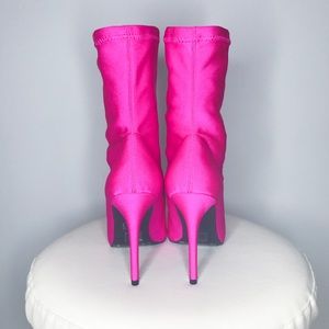 Forever 21 Hot Pink Sock Stiletto Booties
